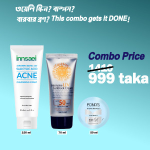 Innsaei Salicylic Acid Cleanser + 3W Clinic Sunblock + Ponds Hydra Miracle Light Gel Combo