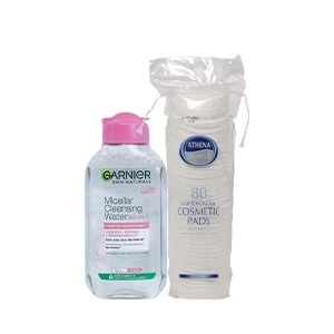 Athena Cotton Pads 80pcs & Garnier Micellar Water-125ml Combo