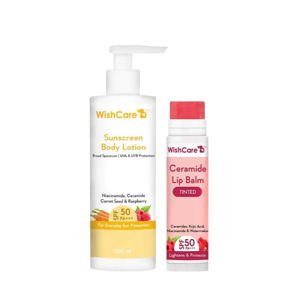WishCare Sunscreen Body Lotion & Ceramide Tinted Lip Balm Combo