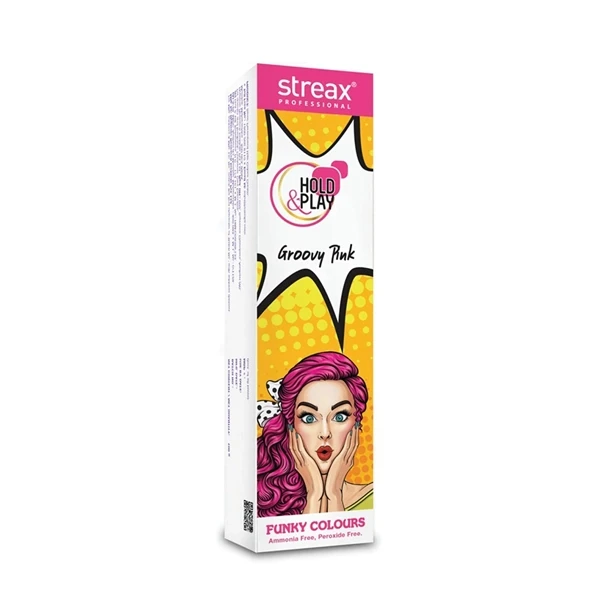 Streax Hold and Play Funky Hair Colour-Groovy Pink