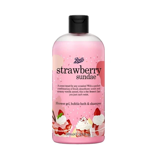 Boots Strawberry Sundae Shower Gel Bubble Bath & Shampoo-500ml
