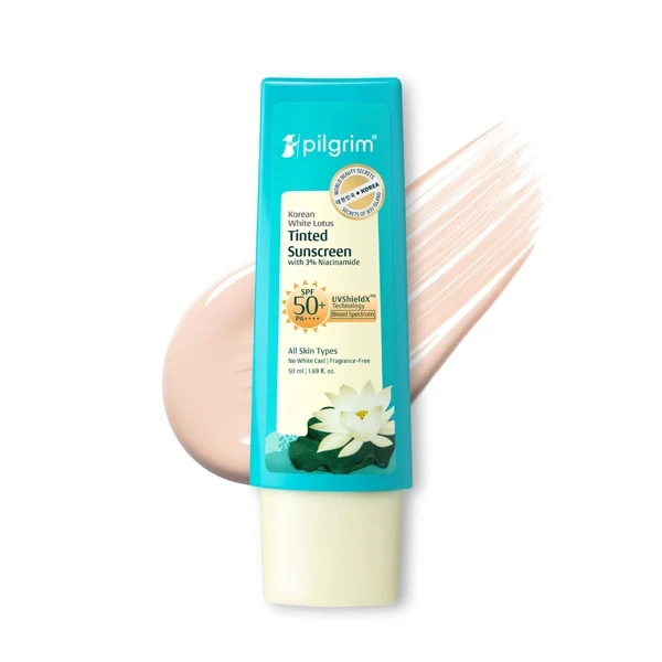 Pilgrim Korean White Lotus Tinted Sunscreen SPF 50+ PA++++ 50ml