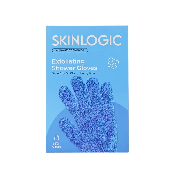 Skinlogic Bath And Body Exfoliating Body Gloves 1 Pair Blue