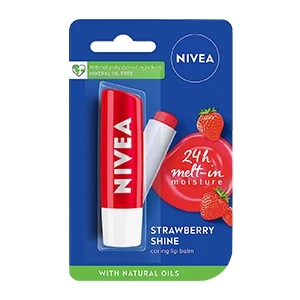 Nivea 24h Melt-in Moisture Caring Lip Balm-Strawberry Shine