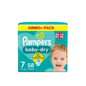 Pampers Baby Dry Size 7 Nappy Pants Jumbo + Pack - 58s pack